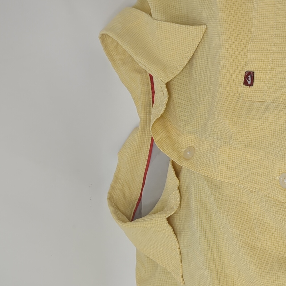 Quicksilver Yellow Button Up Vintage Shirt Short Sleeve Shirt Size Large - Picture 7 of 8